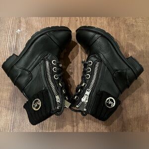 MICHAEL KORS Little Girls SIZE 6 LIL DONNA  Infant BLACK Combat BOOTS SLIGHTY